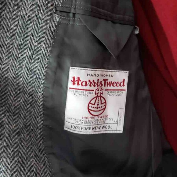 Brooks Brothers Harris Tweed Scotland Gray Wool Herringbone Blazer Size 44L - Picture 2 of 4